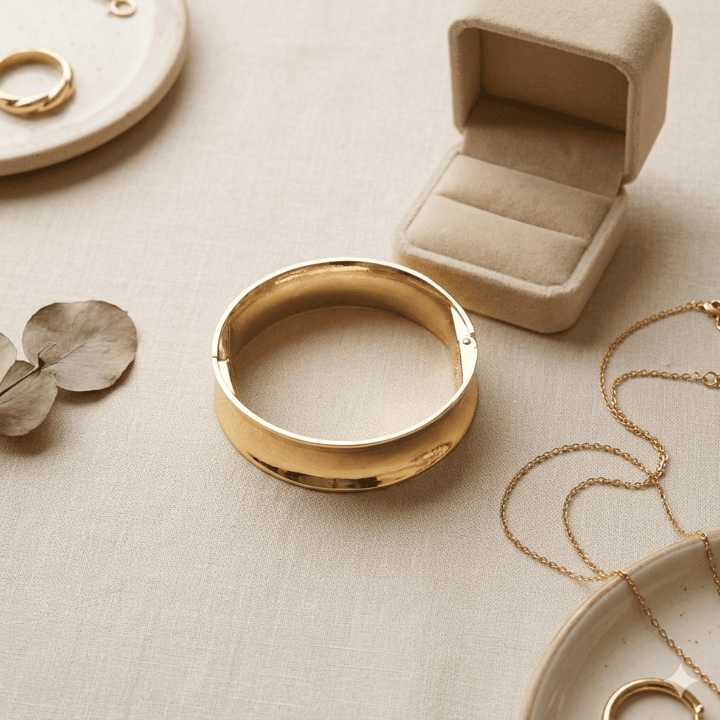Bold Gold Cuff Bracelet – Minimal Luxe Bangle product view 3