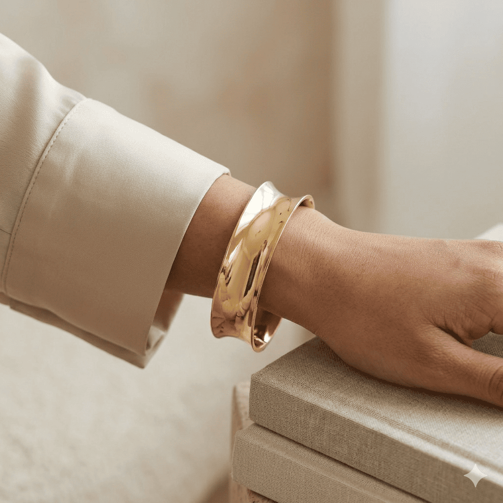 Bold Gold Cuff Bracelet – Minimal Luxe Bangle product view 4
