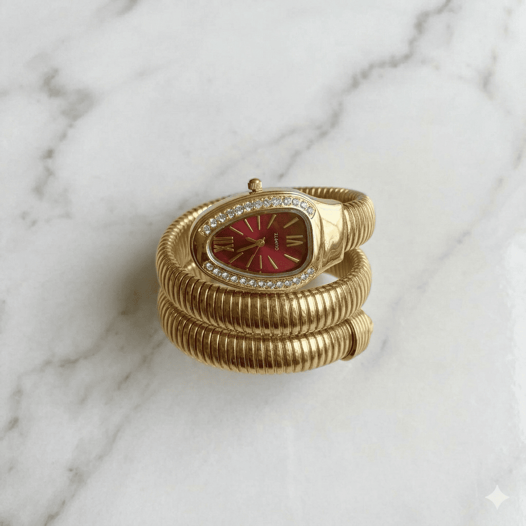 Gold Wrap Watch Bracelet – Vintage Luxe Coil — alternate view
