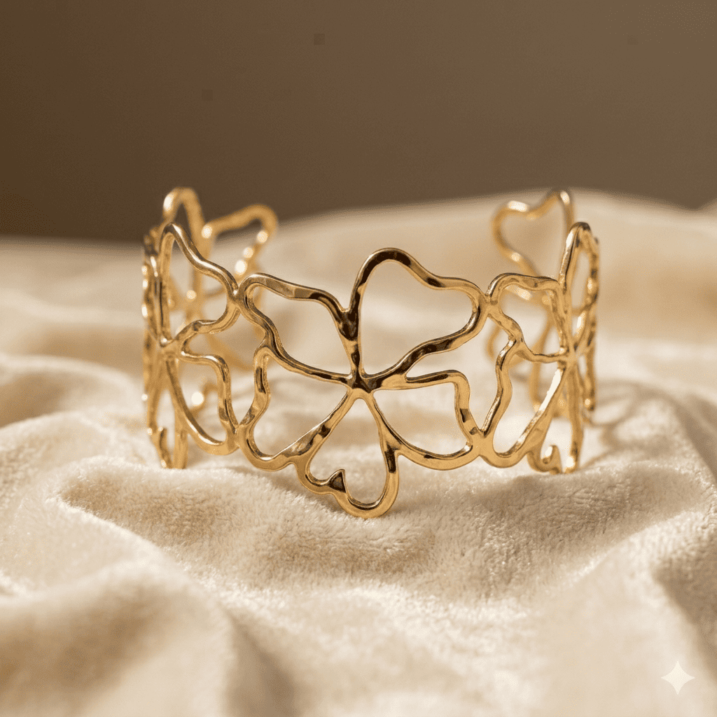 Gold Heart Cutout Cuff Bracelet – Statement Luxe — alternate view