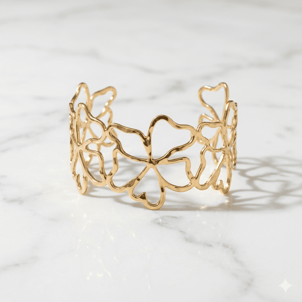 Gold Heart Cutout Cuff Bracelet – Statement Luxe product view 3