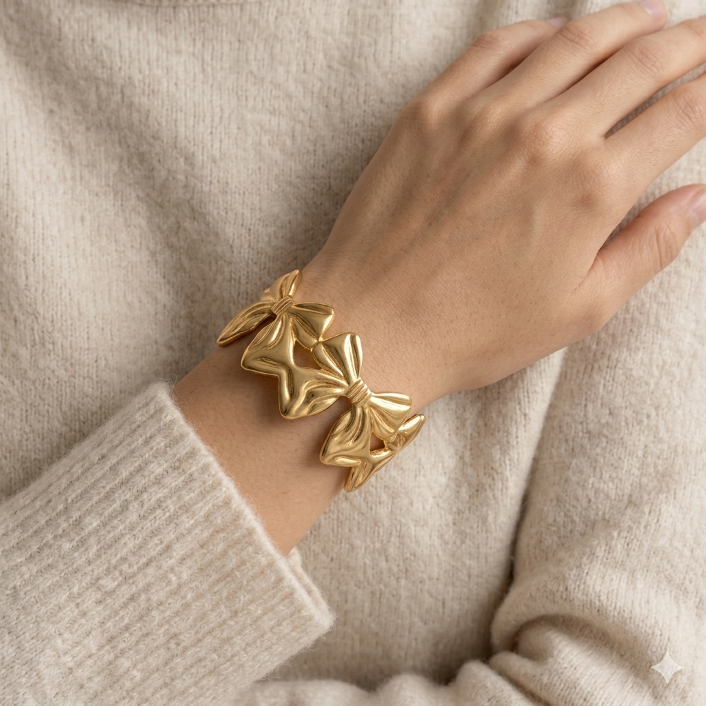 Gold Bow Cuff Bracelet – Coquette Luxe Statement