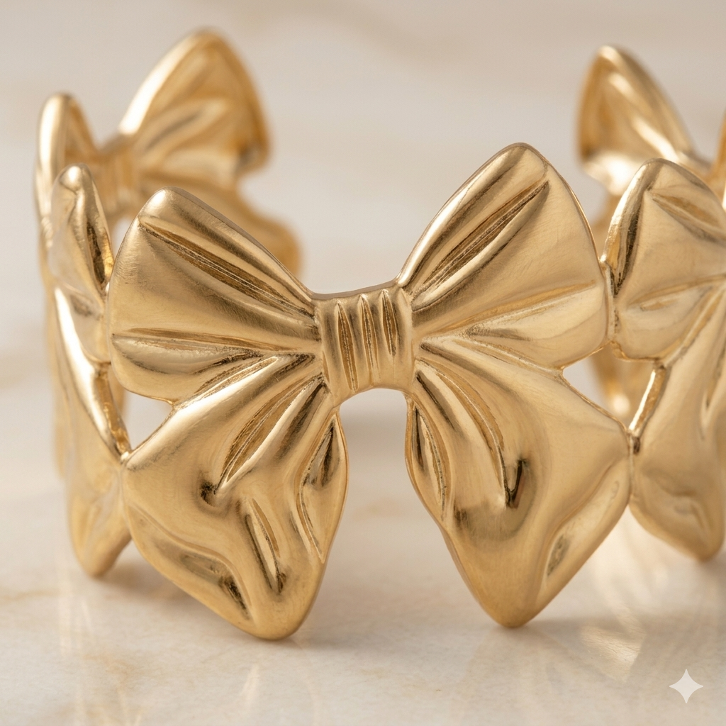 Gold Bow Cuff Bracelet – Coquette Luxe Statement — alternate view