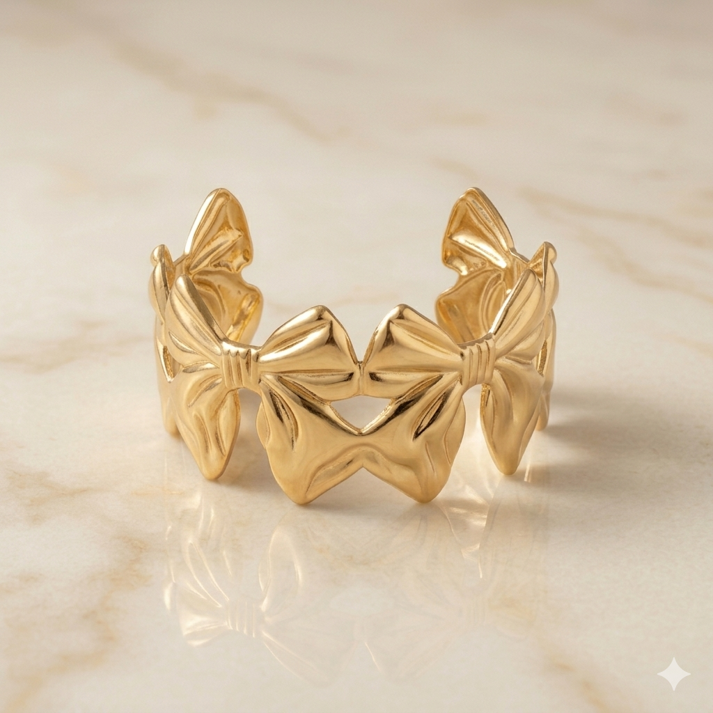 Gold Bow Cuff Bracelet – Coquette Luxe Statement product view 4
