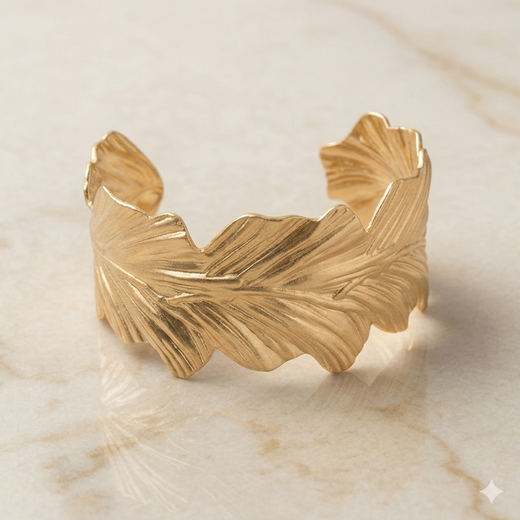 Gold Leaf Cuff Bracelet – Organic Luxe Statement