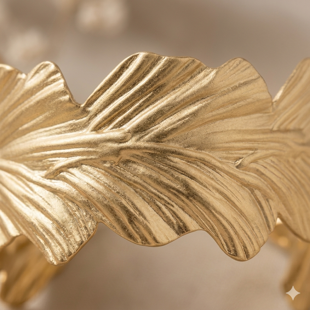 Gold Leaf Cuff Bracelet – Organic Luxe Statement product view 4