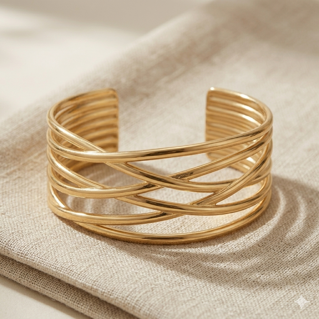 Intertwined Gold Cuff Bracelet – Modern Sculpt Luxe — alternate view