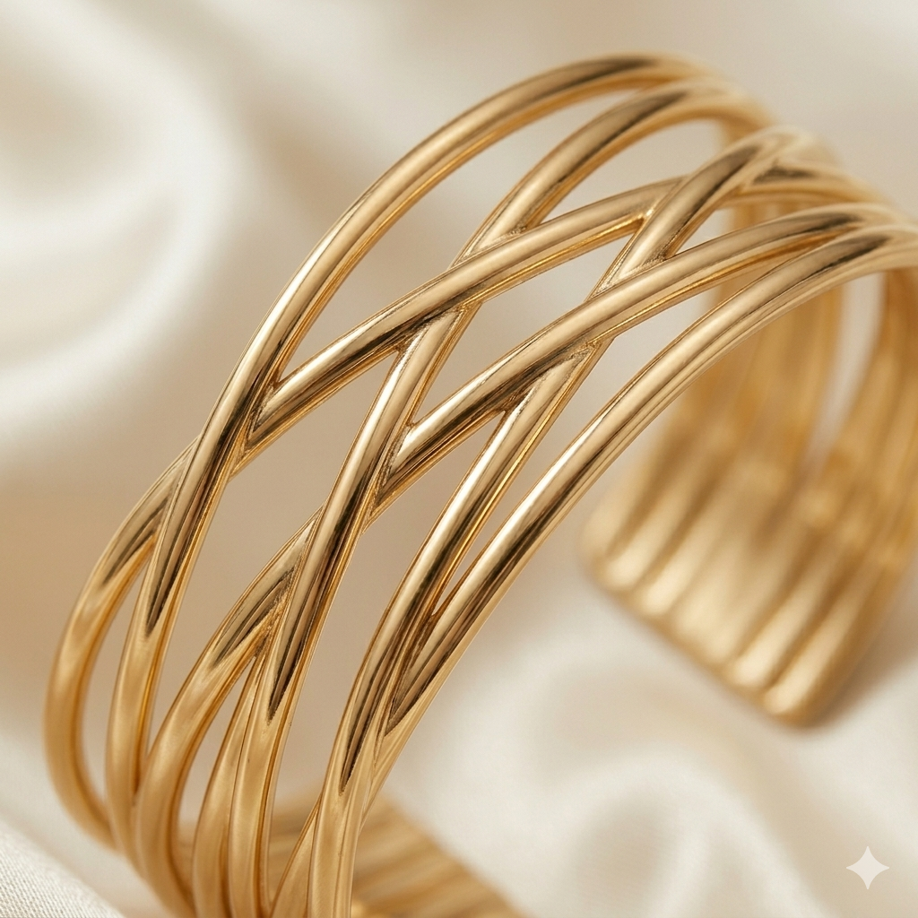 Intertwined Gold Cuff Bracelet – Modern Sculpt Luxe product view 3