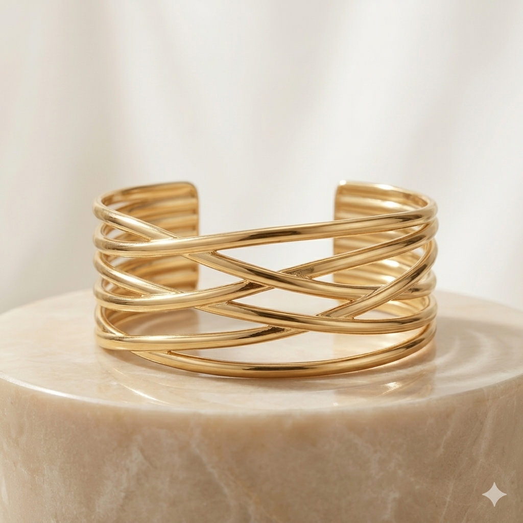 Intertwined Gold Cuff Bracelet – Modern Sculpt Luxe product view 4
