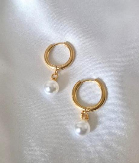 Gold Pearl Drop Hoop Earrings – Minimal Luxe