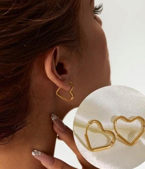 Gold Heart Hoop Earrings – Minimal Open Heart Design