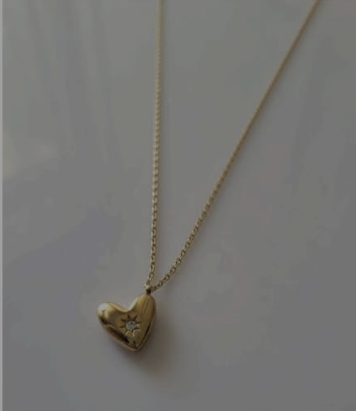 Gold Heart Pendant Necklace with Crystal – Minimal Luxe