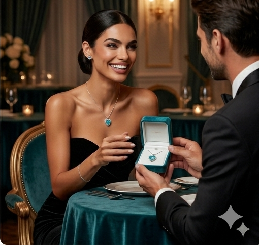 Silver Heart Crystal Pendant Necklace – Aqua Stone Luxe product view 3