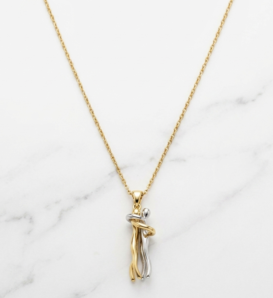 Gold Couple Hug Pendant Necklace product view 4