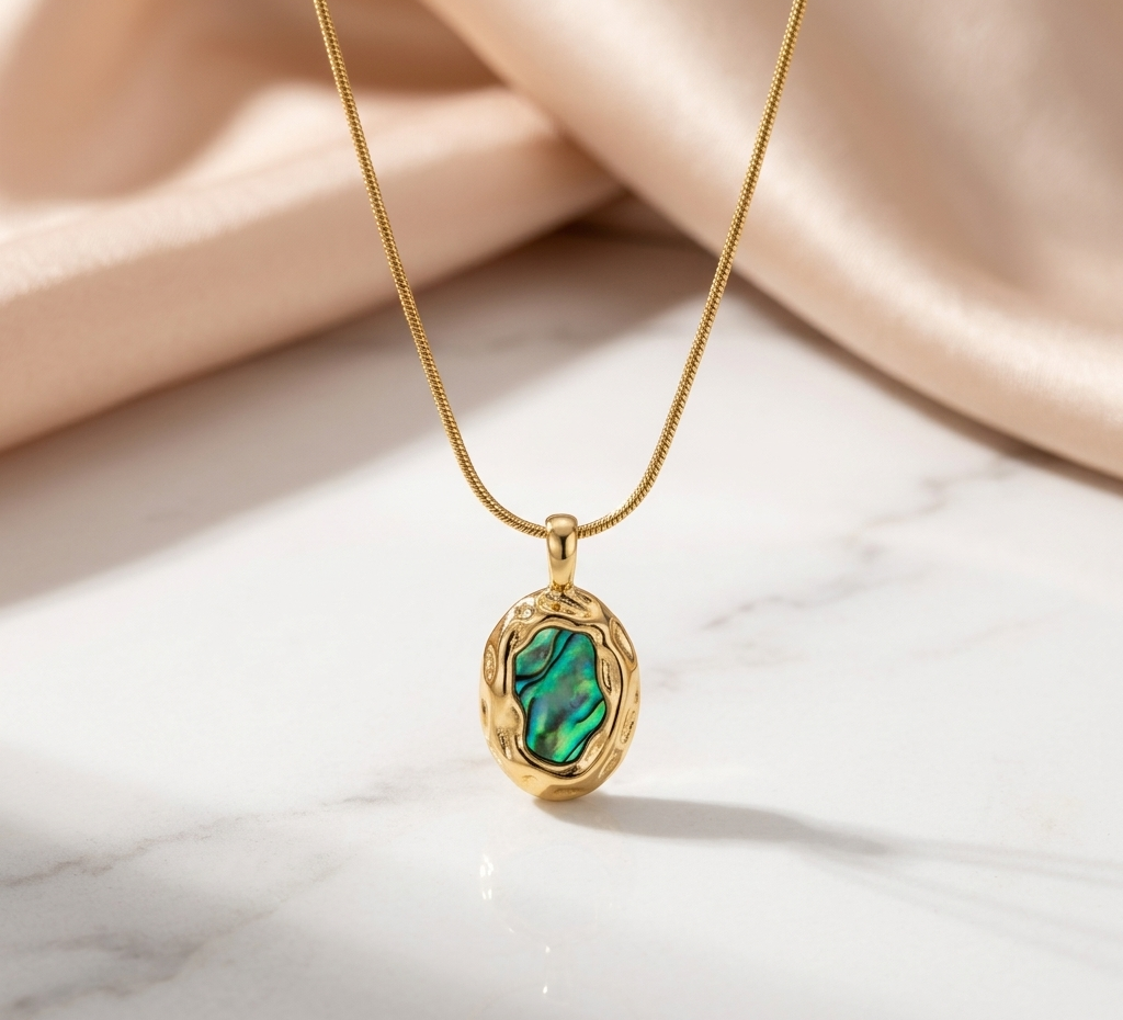 Gold Opal Pendant Necklace