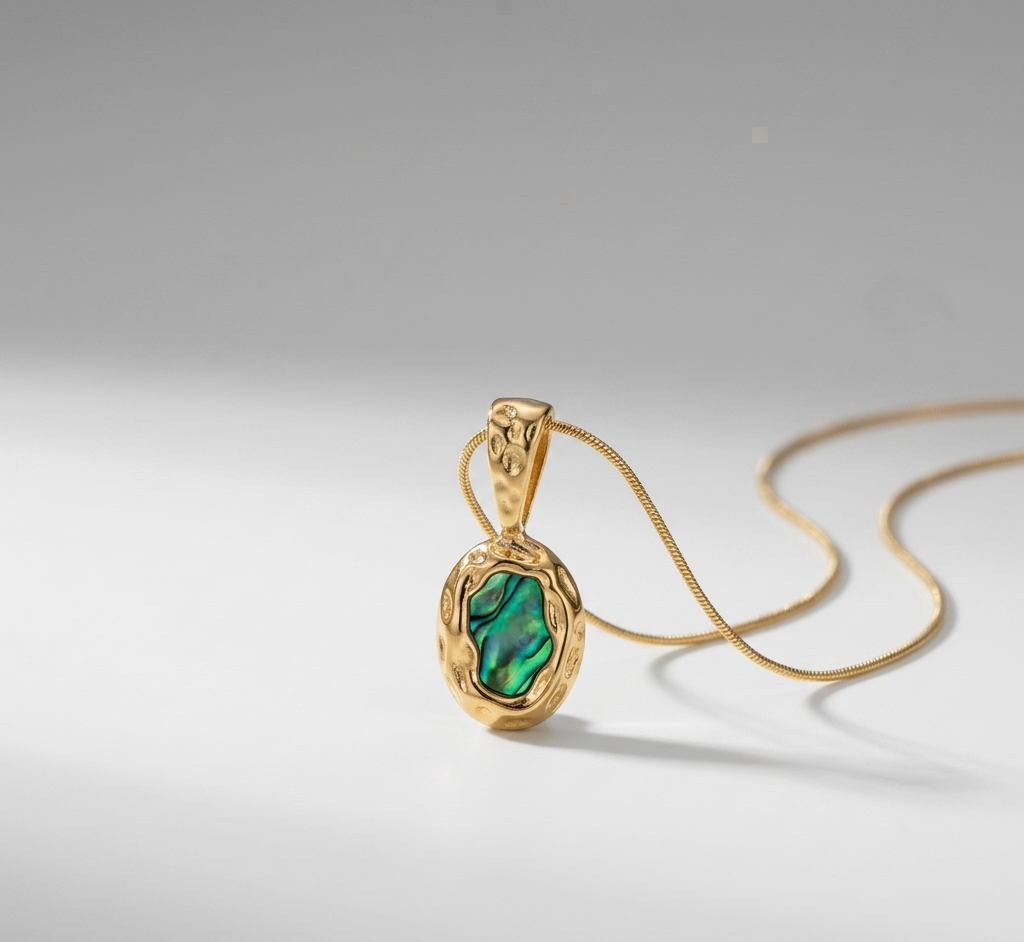 Gold Opal Pendant Necklace — alternate view