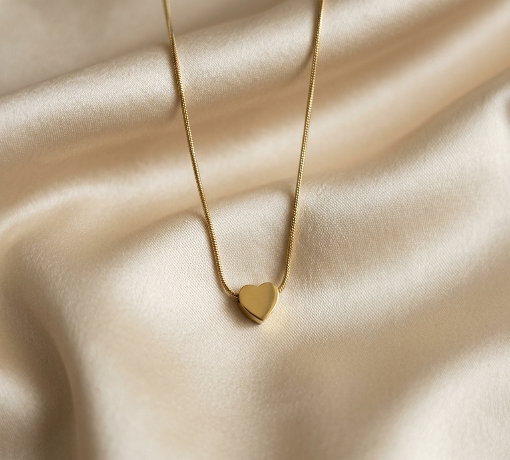 Gold Minimal Heart Necklace — alternate view