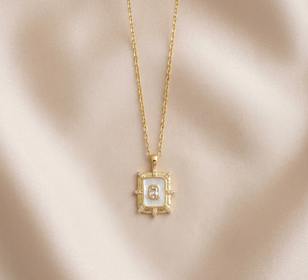 Gold Vintage Frame Pendant Necklace product view 4