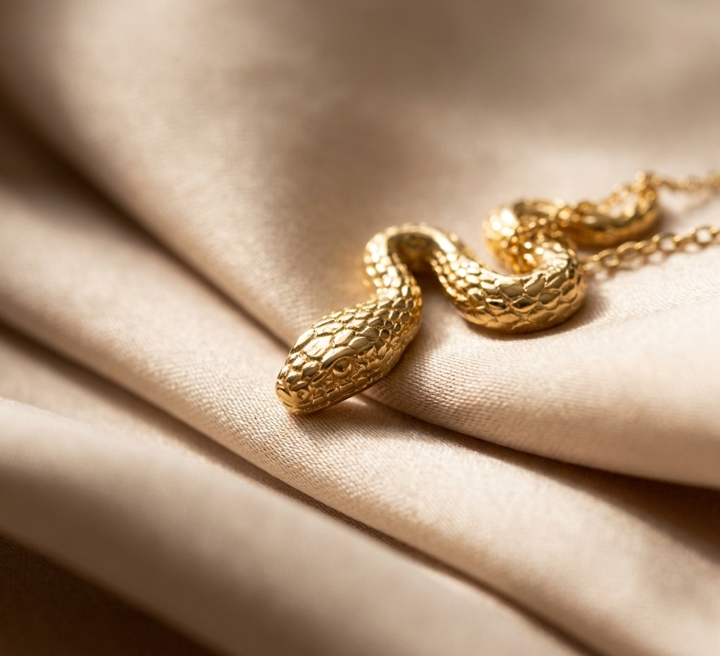 Gold Snake Pendant Necklace (Dainty) product view 3
