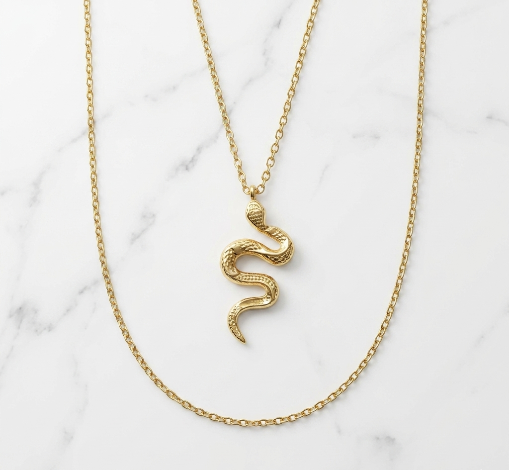 Gold Snake Pendant Necklace (Dainty) product view 4