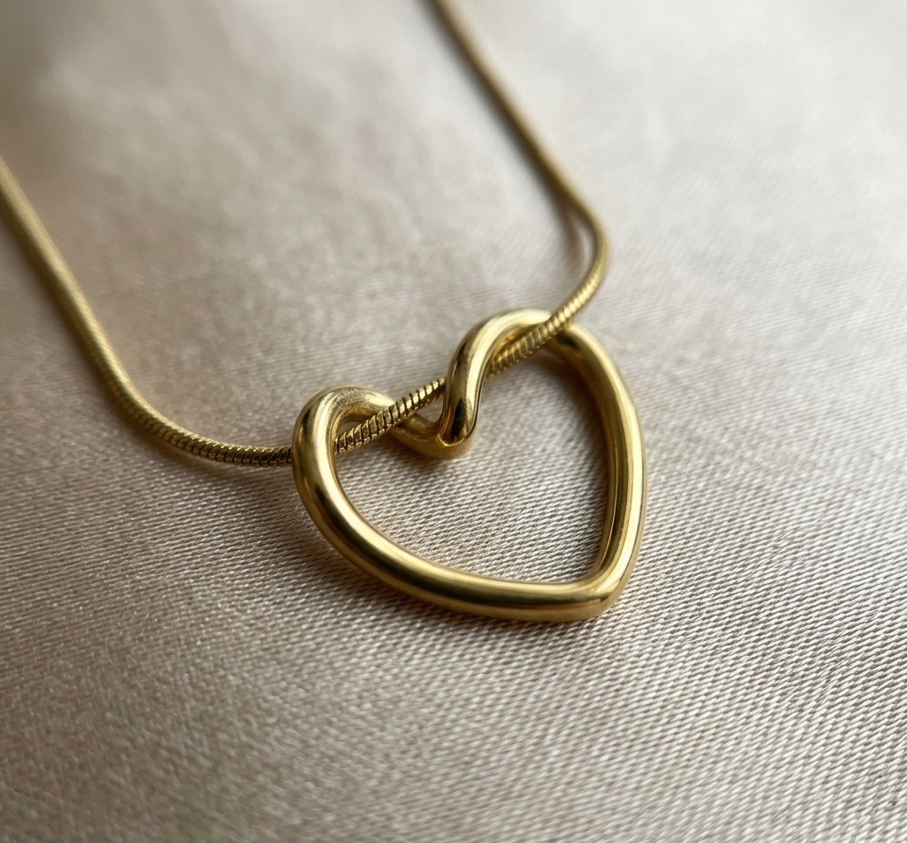 Gold Open Heart Pendant Necklace