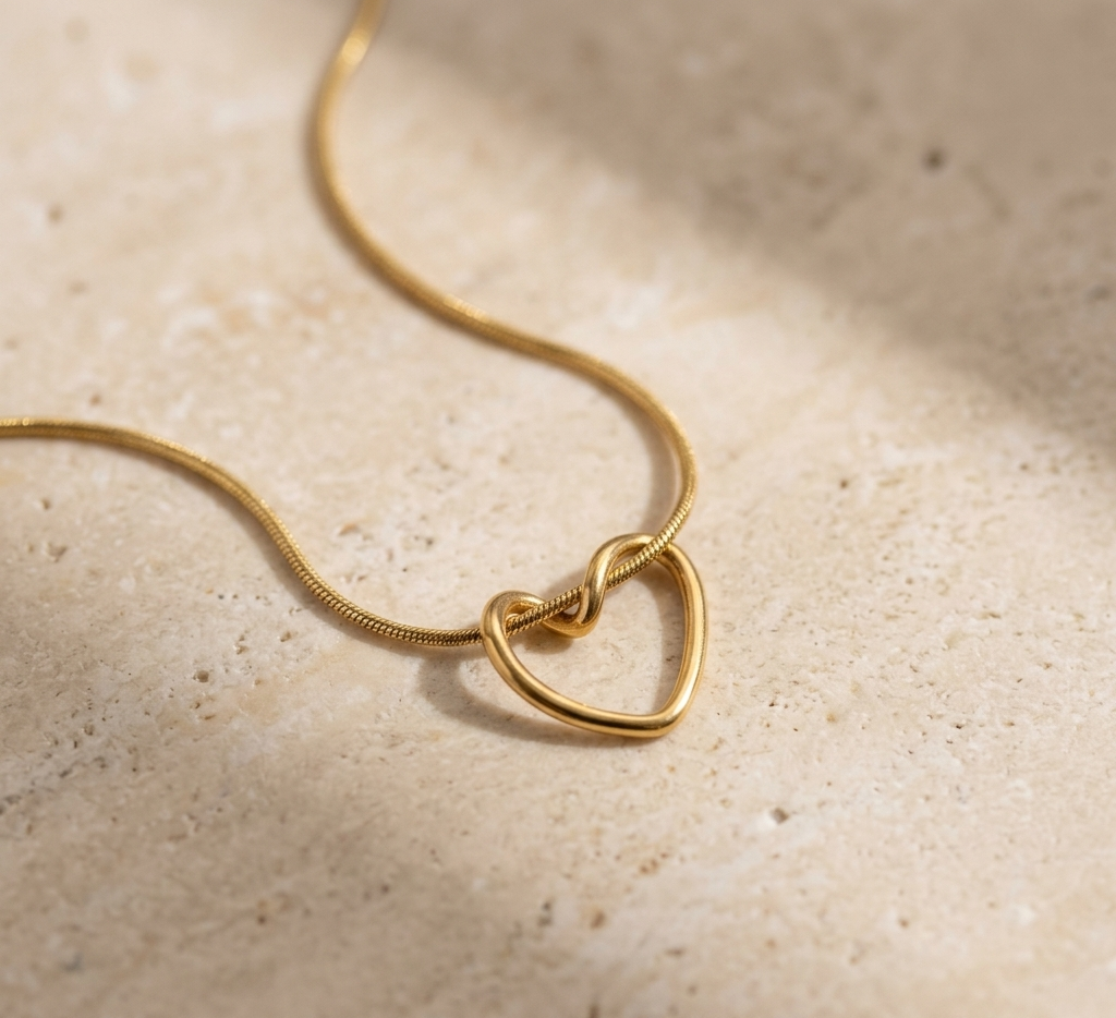 Gold Open Heart Pendant Necklace product view 3