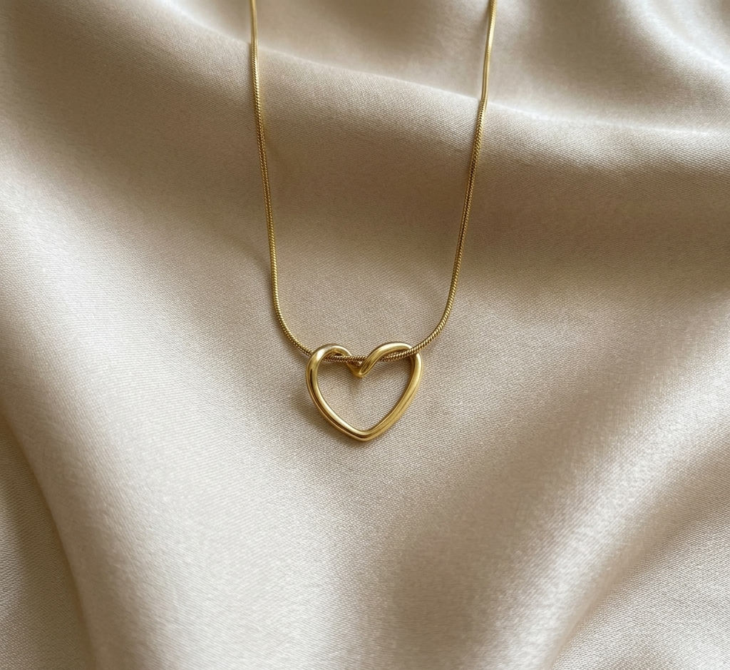 Gold Open Heart Pendant Necklace product view 4
