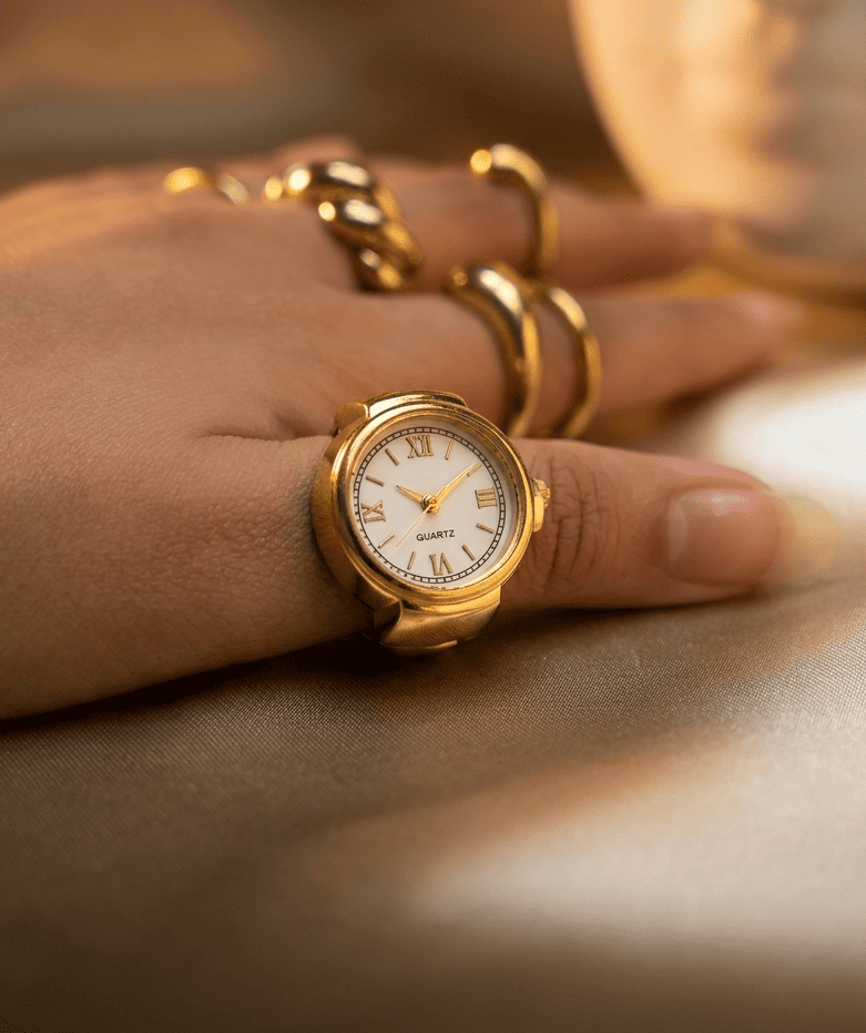 Gold Watch Ring – Statement Vintage Timepiece Ring